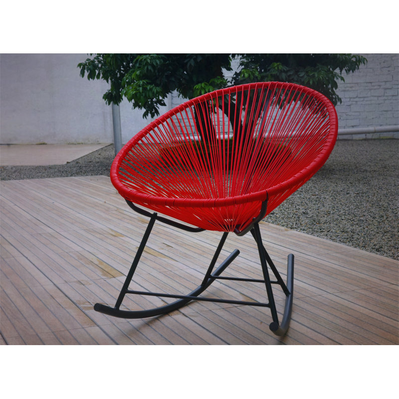 Chaise berçante d'extérieur en vinyle de style Acapulco (ensemble de 2), Rouge