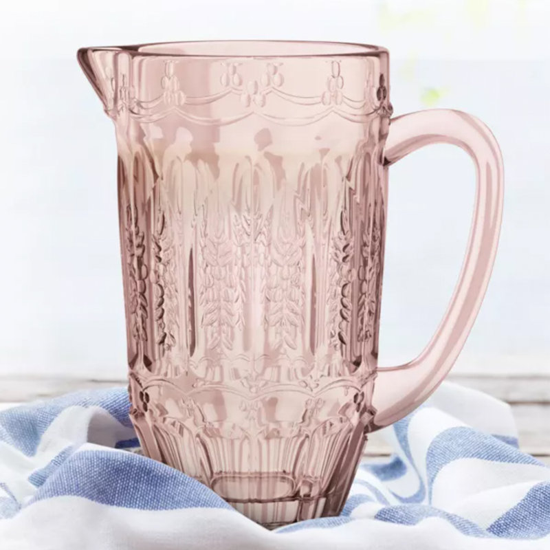 Pichet en verre - rose rétro
