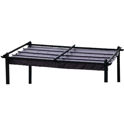 Outdoor Patio Retractable Pergola Replacement Canopy - 13X10 Ft, Gray , Sun Protection Ft Shelter Protected Easy Assembly
