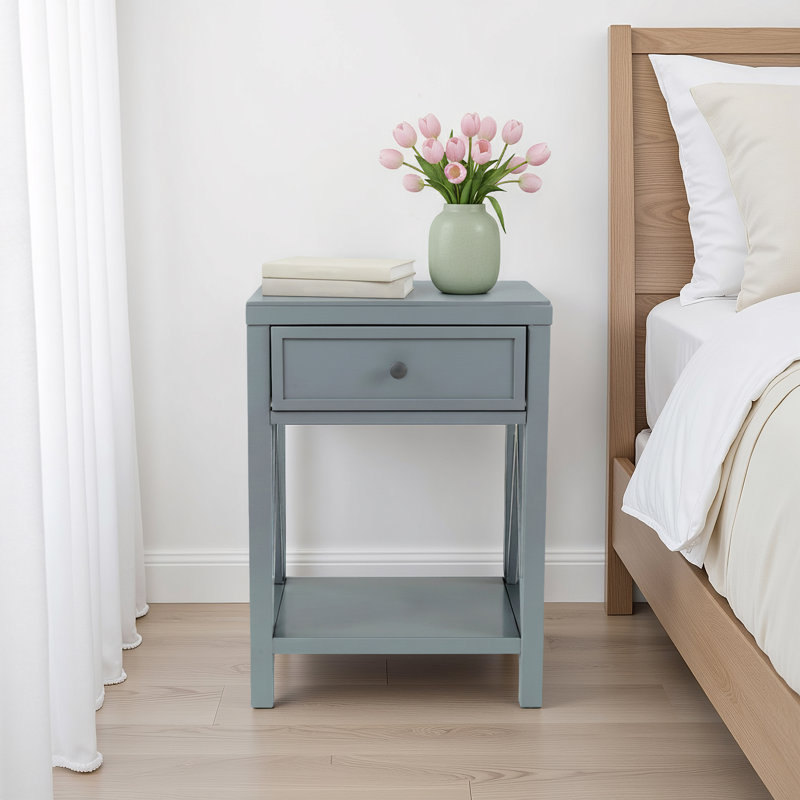 Table de chevet en bois Nadeau, Gris