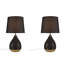 Ensemble de 2 lampes de table en céramique 2 tons noir / or Voir ci-dessous