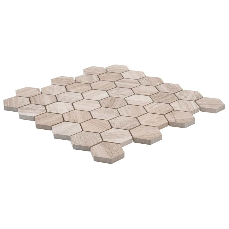 Wooden 2" Hexagon Polished Marble Mosaic Tile