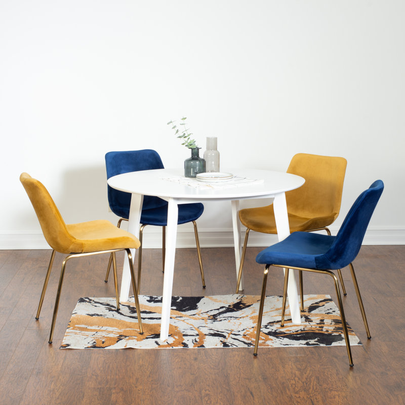 Ensemble de salle à manger Aufurr, 5 pièces: table, 4 chaises, Jaune; bleu