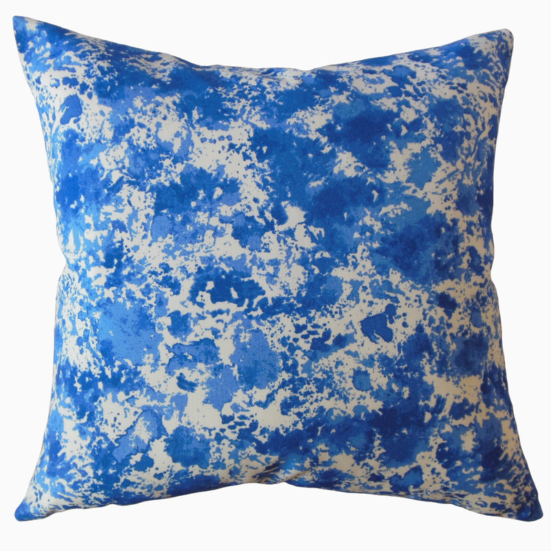 Oreiller en coton Delyth, 18 po x 18 po, Bleu, Coussin décoratif