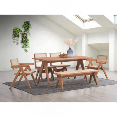 Ensemble de 6 meubles de patio en rotin et finition naturelle