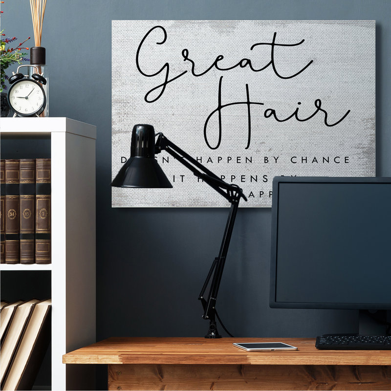 «Great Hair By Appointment Sign», salon de beauté patiné, H 36 po x l 48 po, Toile tendue