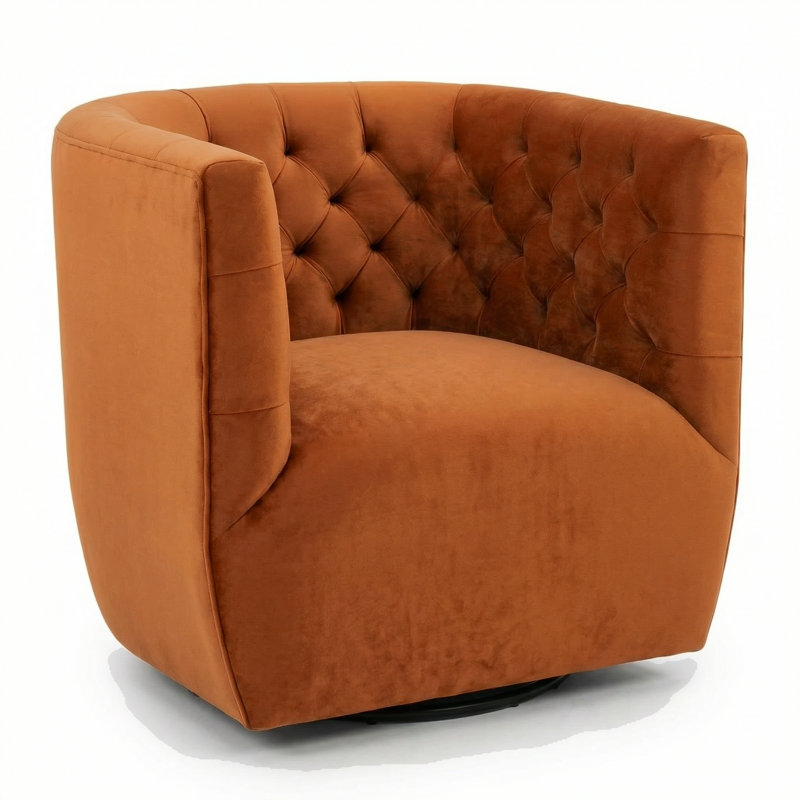 Chaise d'appoint Brandon, Velours orange brûlé