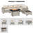 7-Piece HDPE Wicker Patio Sectional Set With Fire Pit Table, Cushioned Outdoor Conversation Set-1063821894