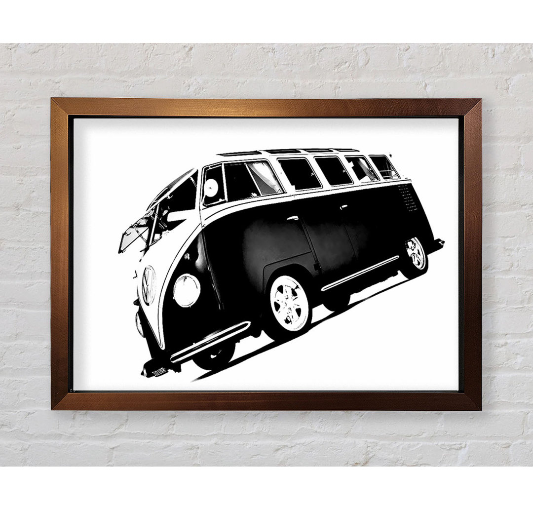 VW Camper Van Schwarz N Gerahmter Druck