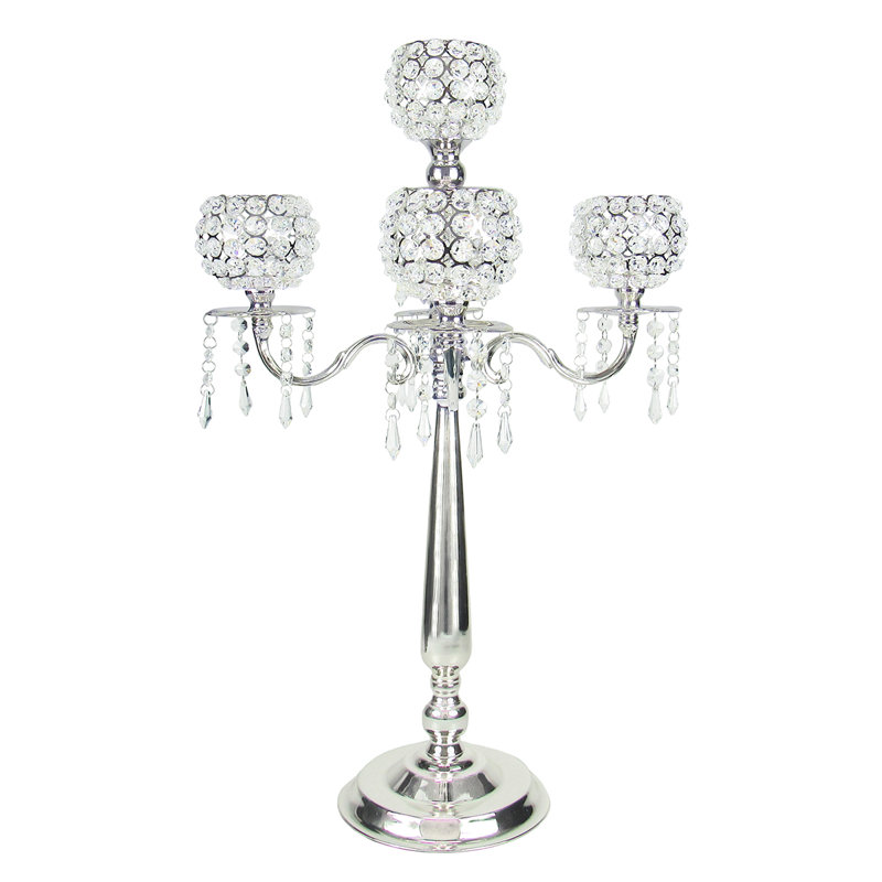 Candélabre de table en cristal 27 po, Argent