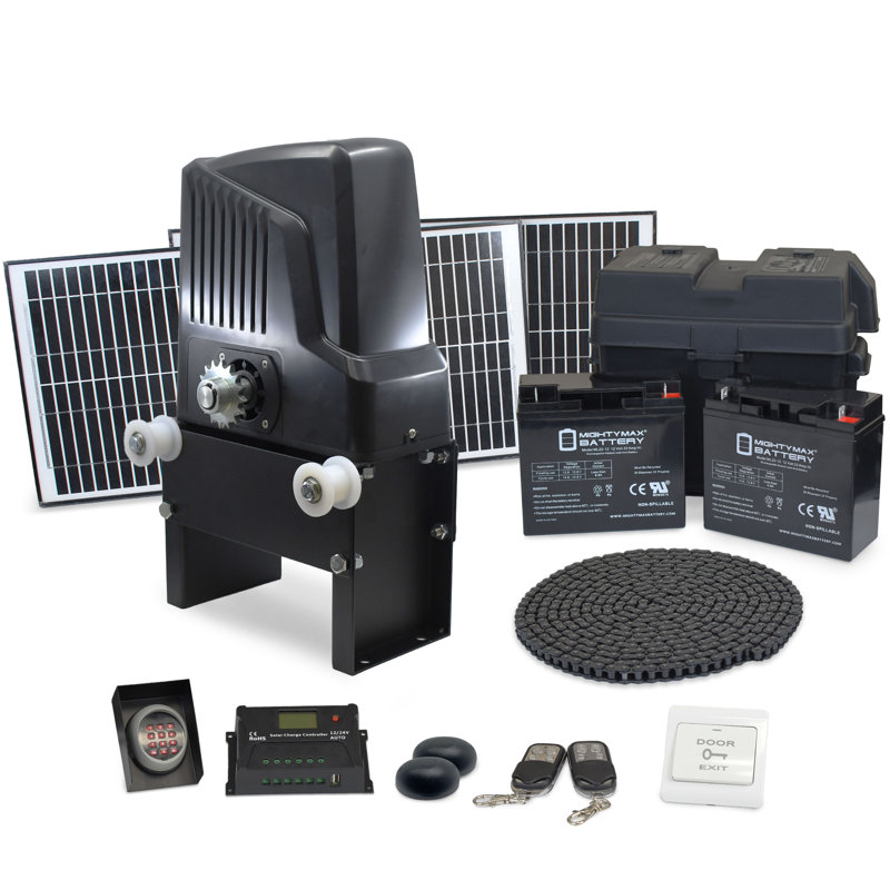 ALEKO 24V DC Solar Sliding Gate Opener Kit for 2600 lbs. Gates