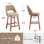 Tabouret de bar rembourré à dossier plein avec structure en bois massif, aucune installation requise-1653969205