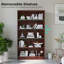 Bibliothèque ajustable de 60 pouces de hauteur à 5 tablettes en bois avec construction robuste et rangement flexible pour la chambre à coucher ou le bureau.