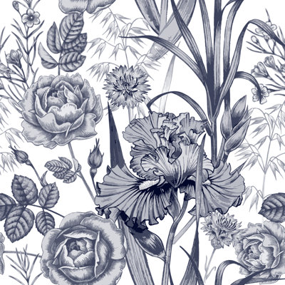 Dark Flowers On White Background Wallpaper