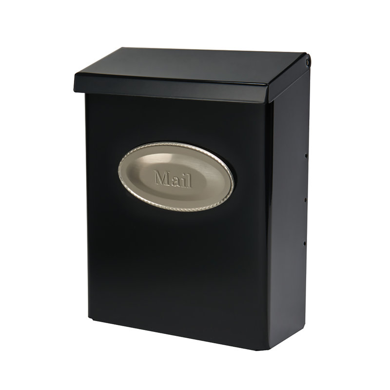 Designer Vertical Wall-Mount Locking Mailbox, Black