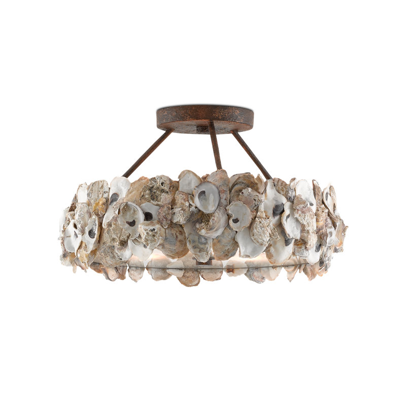 Oyster Shell 3 - Light Semi Flush Mount