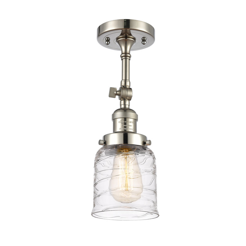 Applique murale 1 lumière 8 po Bell, Nickel poli, Ampoule non incluse, Tourbillon déco transparent