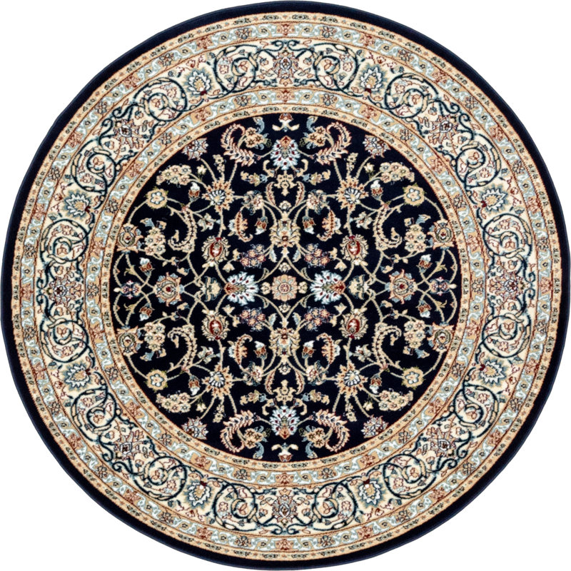 Tapis oriental bleu marine Jackson, Rond 5 pi 3 po