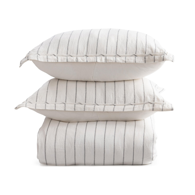 Monaco 3-piece Belgian Linen Duvet Set, Ivory, King