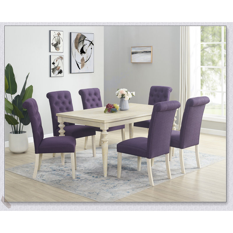 Ensemble de salle à manger Amonia, 7 pièces : table, 6 chaises, Mauve
