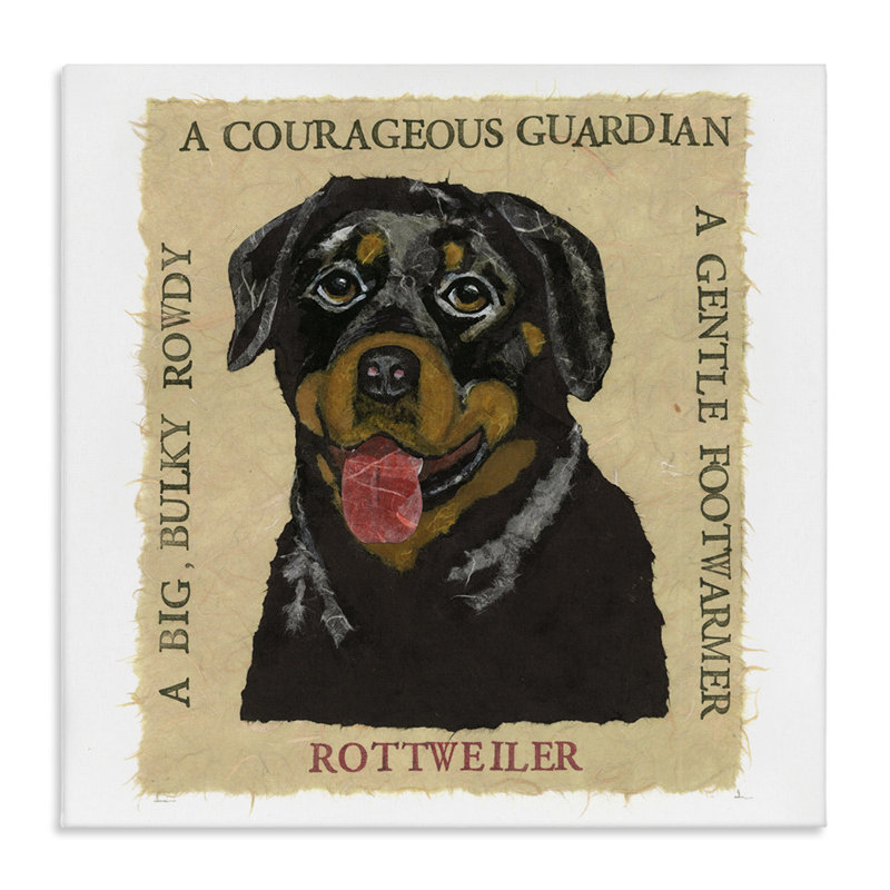 "Fun Rottweiler Pet", art mural sur toile par Nancy Overton, H 24 po x l 24 po