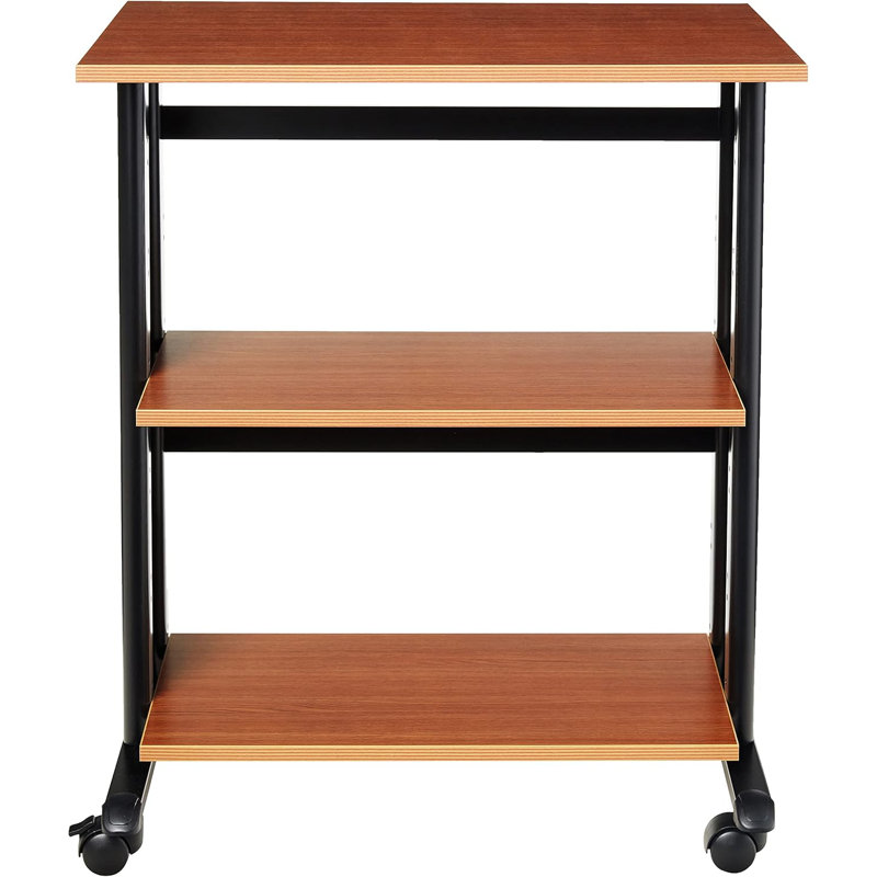 Adjustable Printer Stand With Swivel Wheels, Two Adjustable Shelves, And Integrated Cable Management For Office Organization