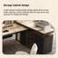 Bureau de coin léger en pierre frittée en forme de L, table de bureau en acier inoxydable au fini cuit au four léger, bureau d'écriture d'ordinateur moderne avec cabinet de rangement attaché-688607082