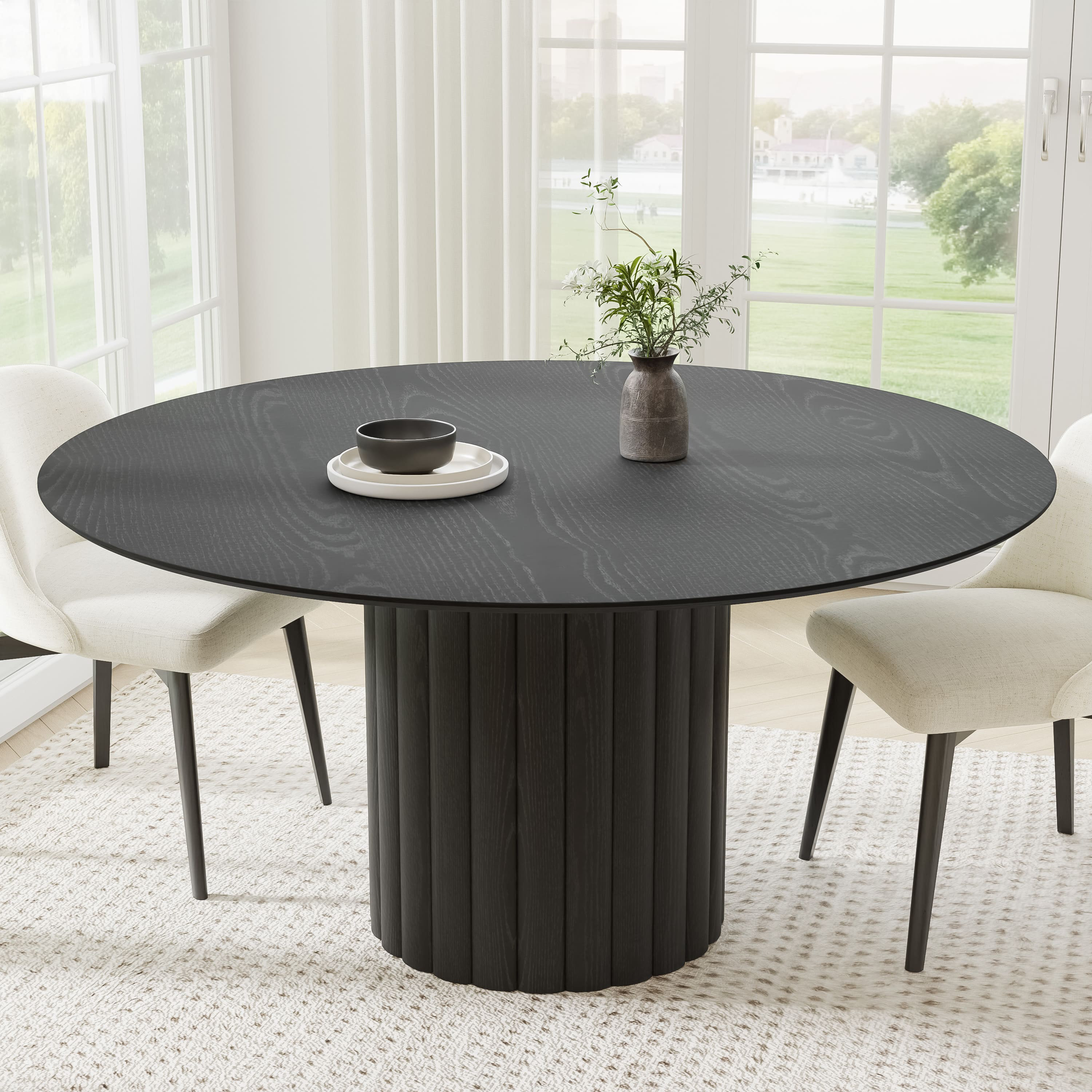 Latitude Run® Solid Wood Dining Table Round Pedestal Kitchen Table ...
