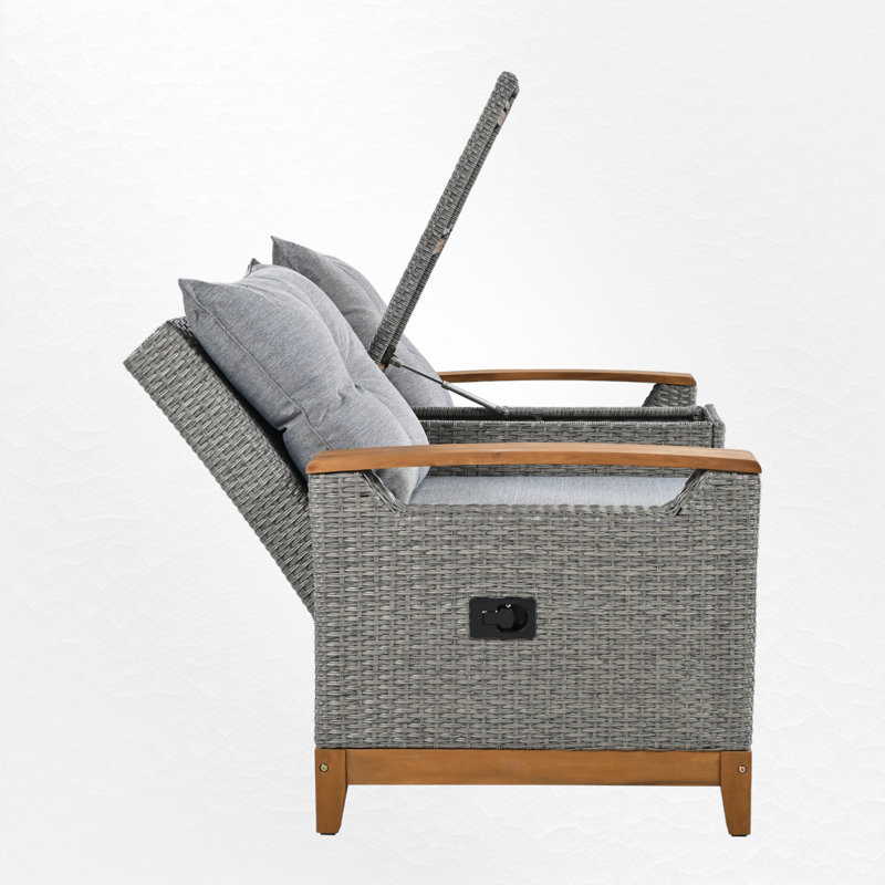 Causeuse d'extérieur avec coussins de 61,8 po Marhan, gris
