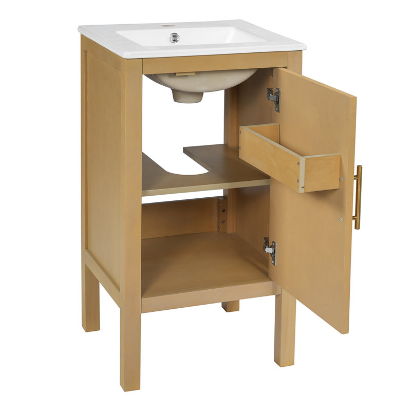 Petit meuble-lavabo 18 "avec plateau en céramique