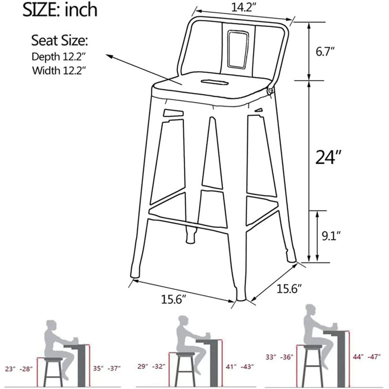 Addis Counter Stool with Metal Frame, 24" Seat Height, White