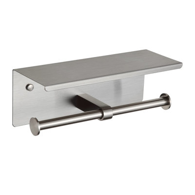 Toilet Paper Holder With Shelf Brushed Nickel Double Head Toilet Tissue Roll Holder 304 Stainless Steel Wall Mount For Bathroom -  SHAY CABINETRY, INC., aasB083PSJ2TL