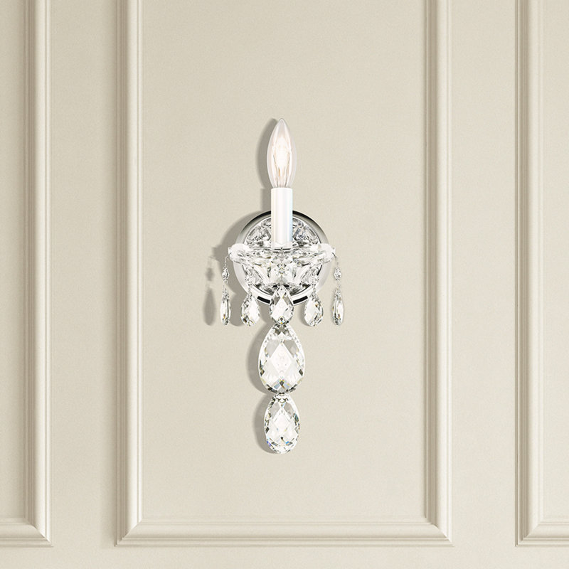 Sterling 1 Light Wall Sconce in Gold with Clear Radiance Crystals, Silver, Chinese (K9)