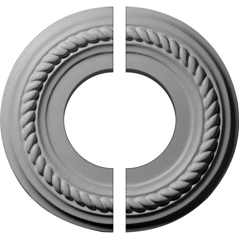 Endurathane Small Alexandria Ceiling Medallion, 7 7/8"OD x 3/4"P (Fits Canopies up to 4 5/8"), Two Piece, Factory Primed