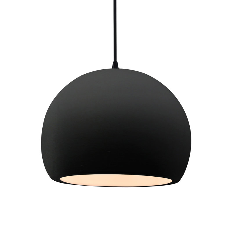 Luminaire suspendu à 1 lumière Aschwin, H 9,25 po x l 12,25 po x P 12,25 po, Noir mat carbone, Noir mat