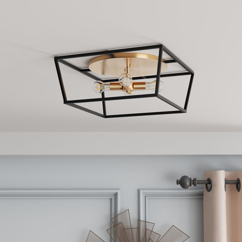 4-Light Bulbs Modern Metal Dimmable UL Listed Flush Mount Light