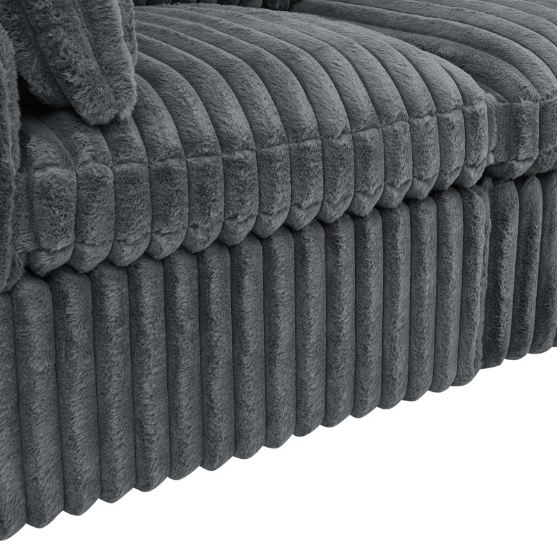 Canapé modulaire 134 pièces 6 pièces en velours côtelé 134 po, Velours côtelé gris foncé