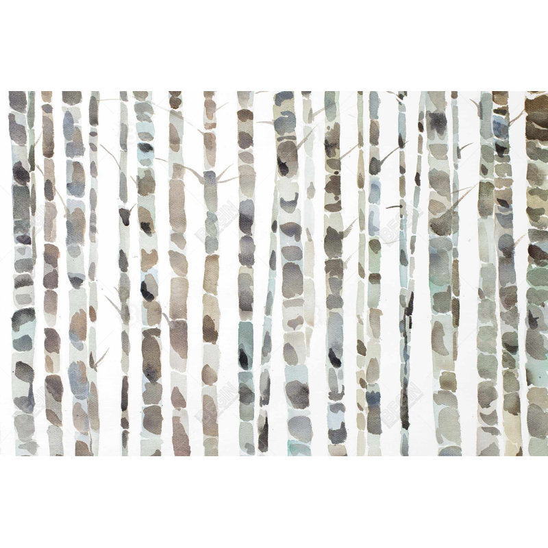 Watercolor birch tree forest Bath Mat with Non-Slip Backing - Quick Dry Memory Foam Bathroom Rug - Absorbent - Modern Plush Spa-Style - Machine Washable