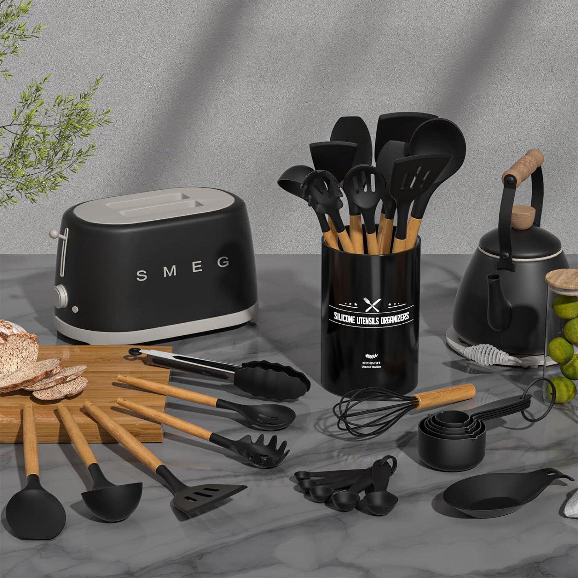 Textiles Hub 33 Piece Cooking Utensil Set with Utensil Crock & Reviews | Wayfair