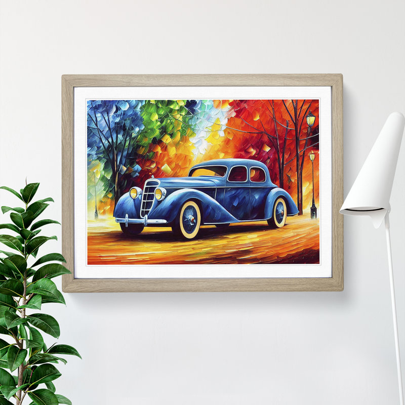 XH1022-6584X Painted Classic Car Vol.3 Abstract - Single Picture Frame Print, 34cm H x 46cm W, Grey