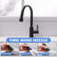 Robinet d'évier de cuisine, robinets de cuisine noirs avec douchette extractible en acier inoxydable-121210018