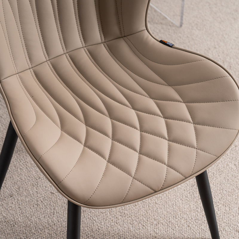 Chaise d'appoint rembourrée en similicuir avec structure en métal, Kaki