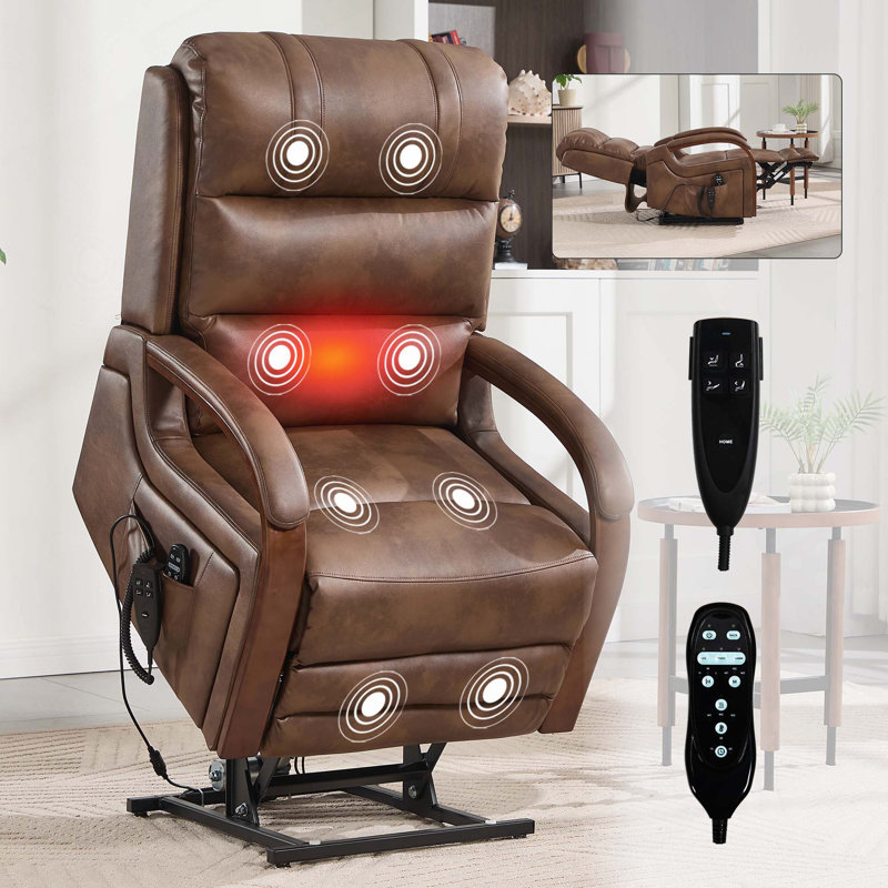 Infinite Position Dual Motor Power Lift Recliner Chair with Heat Massage & Heavy Duty Motion Mechanism, Brown