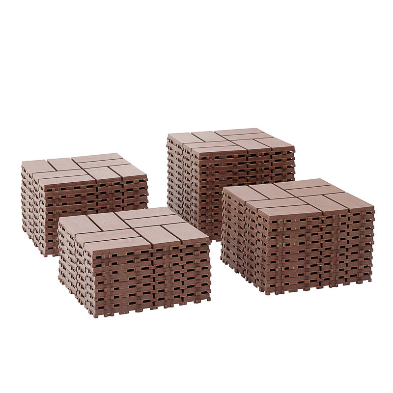 Plastic Interlocking Deck Tiles, Brown