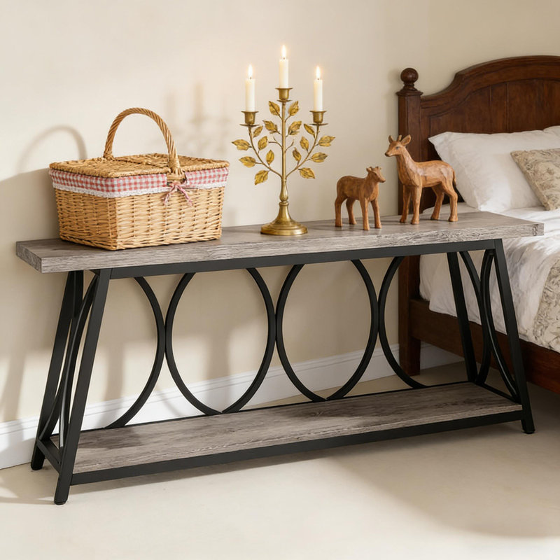 Table de couloir à 2 niveaux, console rétro, canapé robuste, table d'appoint, Gray