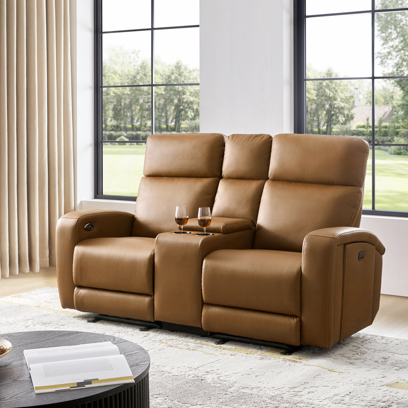 Basit 71" Modern Power Zero Gravity Theater Seating Recliner Sofa with Storage Armrest And Cup Holders, Brown