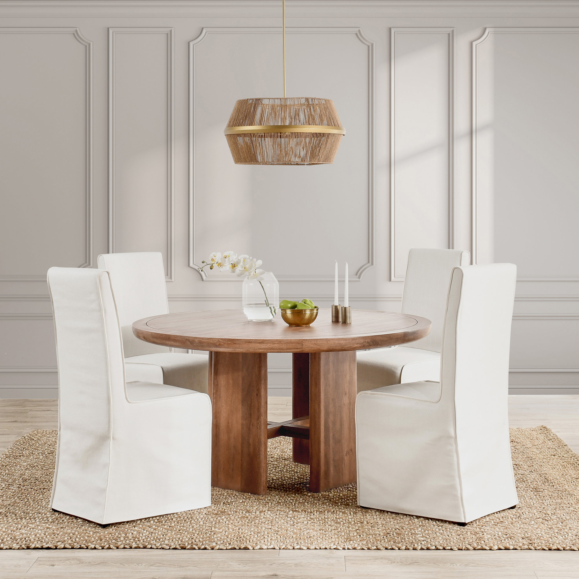 Luce 60'' Round Dining Table, Brown