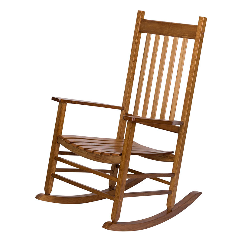 Chaise berçante en bois à haut dossier, Chêne clair