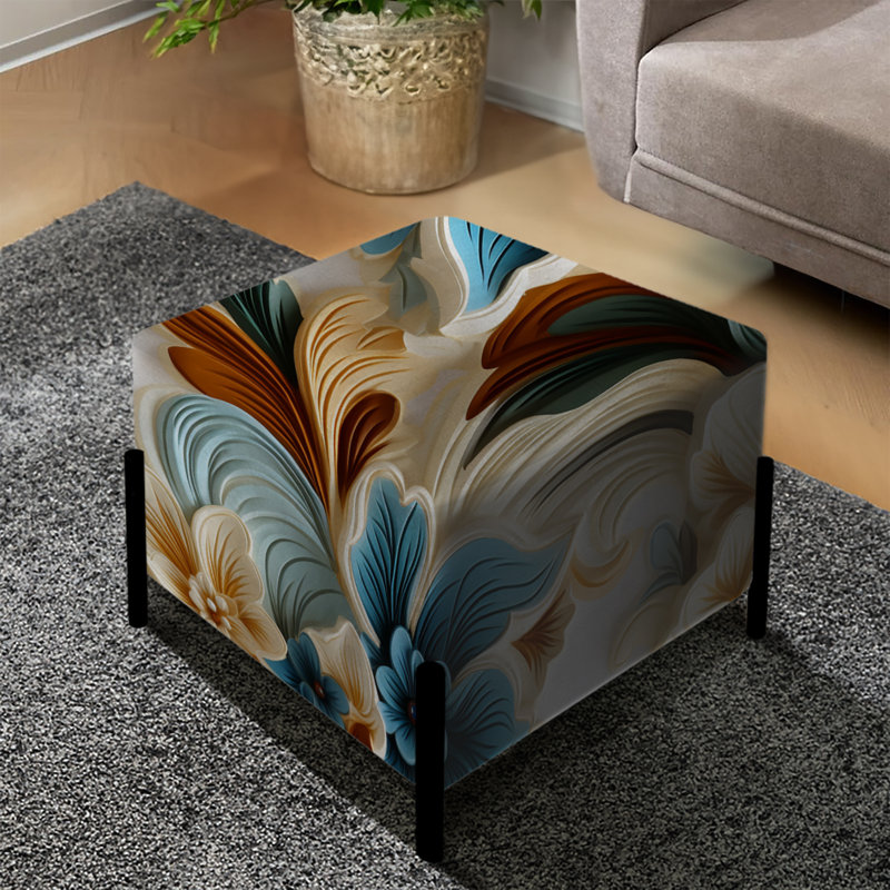 Repose-pieds Rustic Paisley Gold Turquoise Gardens II - Floral