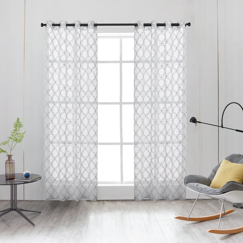Harshbarger Sheer Curtain Single Panel, Lake Blue, 52" W x 54" L